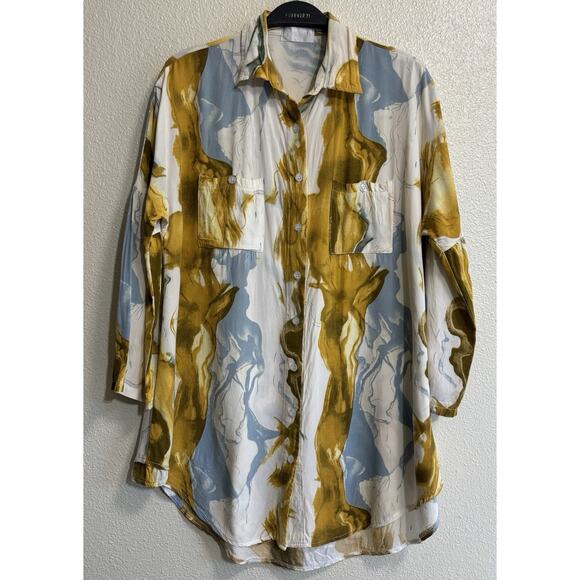 Zoye Chen Women’s Size S Long Sleeve Button Up Viscose Art To Wear Funky Retro - Picture 1 of 9